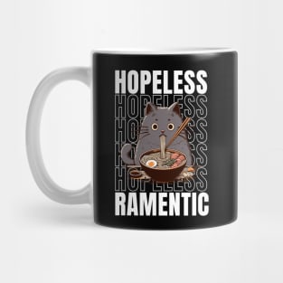 Hopeless Ramentic Grey Romantic Cat Eating Ramen Noodles Mug